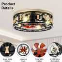 20" Caged Ceiling Fan with Lights and Remote, Low Profile Flush Mount Ceiling Fan, Enclosed Bladeless Fandelier with Silent DC Motor, Reversible 6 Speeds Industrial Farmhouse Fan Light Fixture