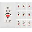 10 Pack - POWAWINI GFCI Outlet 20 Amp, UL Listed, Self-Test GFI Receptacles, TamperResistant, Weather Resistant, LED Indicator, with Decor Wall Plates and Screws, Indoor or Outdoor Use (Red/Black)