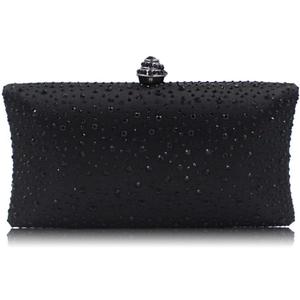 Women's Evening Bag Sparkling Rhinestone Wedding Evening Party Clutch Handbag Purse Chain Shoulder Crossbody Bag (Black)