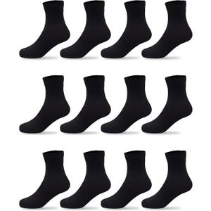 Duufin 12 Pairs Kids Socks Boys Girls Youth Mid Calf Casual Athletic School Dress Crew Socks for Boys Girls 10-15 Years