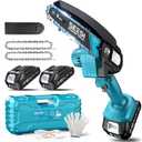 Seesii Mini Chainsaw, 6-inch Mini Chainsaw Cordless, Handheld Electric Power Chain Saw with 2 Batteries, for Tree Trimming Wood Cutting, Best Gifts for Father, Dad, Husband, Men