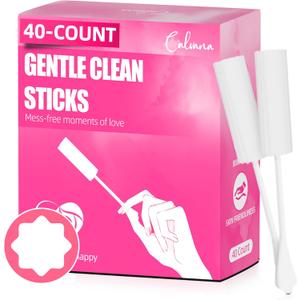 (40-Pack) Calvana White Drip Sticks for Females, Drip Stick Absorbing Sponge, Awkward Essentials, Soft and Comfortable Design, Long Handle Easy Grip, Individually Packaged (0.79*5" 8-point Star40pk)