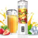 Portable Blender, 360 Watt Personal Blenders with Pulse Mode, Shakes and Smoothies, 6000mAh, BPA Free 24 Oz Blender Cup with 6 Blades and Lid, USB-C, Self Cleaning Portable Juicer For Travel, White