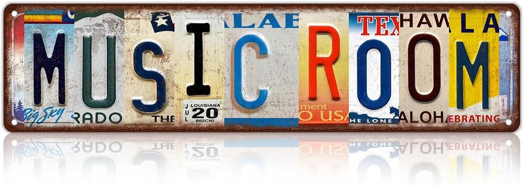 Vintage Music Room Wall Decor Street Signs Music Posters Studio Metal Tin Signs 16 x 4 Inches
