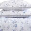 Laura Ashley- Queen Comforter Set, Reversible Cotton Bedding with Matching Sham(s), Dorm Essentials (Belinda Blue, Queen)