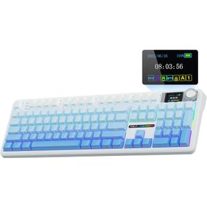 AULA F108 PRO - Wireless Mechanical Keyboard with Screen&Knob,Hot Swappable Gaming Keyboard with 8000mAh Battery,Pre-lubed Switches,RGB Backlit,PBT Keycaps Creamy Sounding Computer Keyboards,104 Keys