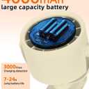 Clip on Fan for Bed, Portable Fan for Travel, Small Powerful 5 Speed Quiet 360 Rotate, Air Turbo Tech & Digital display, For Home Office Stroller Camping (Rice White)