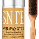 Slick Back Hair Brush, Hair Wax Stick Set - Boar Bristle Brush for Fine to Medium Hairs - Smooth Flyaways, Frizz & Baby Hairs, Sleek Ponytails Buns Updos