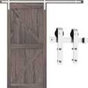 SMARTSTANDARD 6.6 Feet Brushed Nickel Barn Door Hardware Kit-Heavy Duty Sliding Track-Smoothly and Quietly-Easy to Install-Fit 36"-40" Wide Door Panel (J Shape Hanger)