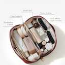 EACHY Travel Makeup Bag, Large Capacity Cosmetic Bag for Women, Waterproof PU Leather, Flat Open Portable Toiletry Bag for Skincare, Brushes & Travel Essentials