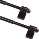 Magnetic Curtain Rods for Metal Doors Multi-Use Curtain Rods for Small Windows Cafe Sidelight and Iron Steel Places, 1/2 Inch Diameter, Tool Free (2 Pack, Adjust from 16 to 28 Inch, Brown)