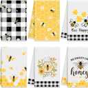 Oudain 6 Pcs Bee Kitchen Towels Honey Bee Kitchen Decor 15.8 x 23.6 Inches Dish Hand Tea Towels for Bathroom Home Housewarming Gifts