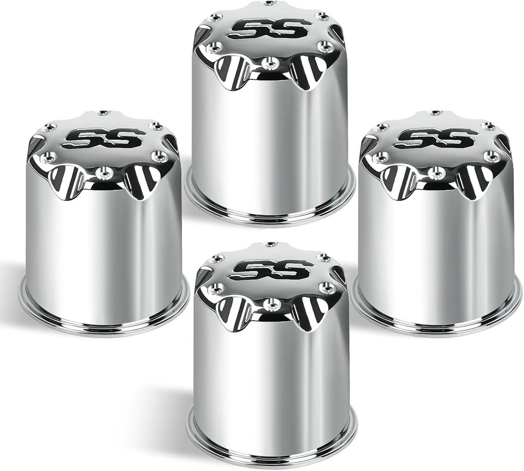 Golf Cart SS Wheel Center Cap Cover Fits 2.65" Dia Bore Wheel Rim SS Chrome Plastic Center Caps for EZGO Golf Cart Wheel-4 Packs