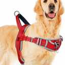 ADVENTUREMORE Dog Harness for Large Dogs No Pull, Sport Dog Halter Harness Reflective Breathable Dog Vest Escape Proof Dog Harness with Easy Control Front Clip Handle for Training Walking Al Buckle- Red