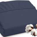 ROYALE LINENS 300 Thread Count 100% Long Staple Combed Cotton Fitted Sheet Twin - Super Soft Deep Pocket Bottom Sheet - Fitted Sheets Only - Elastic Sheets (Twin, Navy)