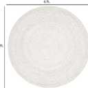 FRELISH DECOR Handwoven Jute Area Rug - Off-White Round Rustic Vintage Braided Reversible Rug - Eco Friendly Rug for Bedroom - Kitchen - Living Room - Farmhouse (6' Round - Off-White)