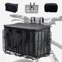 Bike Rear Basket Folding Bike Rack Basket with Removable Liner Bag and Quick Release Design Bicycle Bike Basket for Adult Carring Dogs,Pets,Cargo
