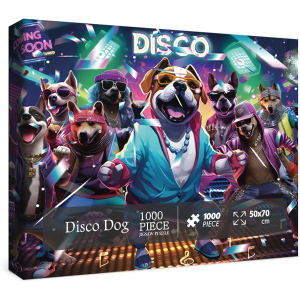 Funny Dog Puzzles 1000 Pieces for Adults, Animal Dogs Jigsaw Puzzles Hip Hop, Dance Puppy Bulldog Jigsaw Puzzle Collage Puzzles as Family Game