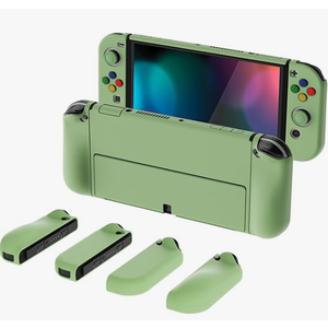 PlayVital AlterGrips Protective Slim Case for Nintendo Switch OLED, Ergonomic Grip Cover for Joycon, Dockable Hard Shell for Switch OLED w/Thumb Grip Caps & Button Caps