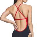 Speedo Womens Swimsuit One Piece Endurance+ Cross Back Solid Adult Team Colors (32, Spark Black/Red)