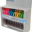 Westcott Kids School Pack Scissors, 5", Blunt, Assorted Colors, Pack Of 12