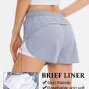 GADIEMKENSD Womens Athletic Running Shorts, Quick Dry High Split Elastic Liner for Yoga Gym Workout (Blue, XL)