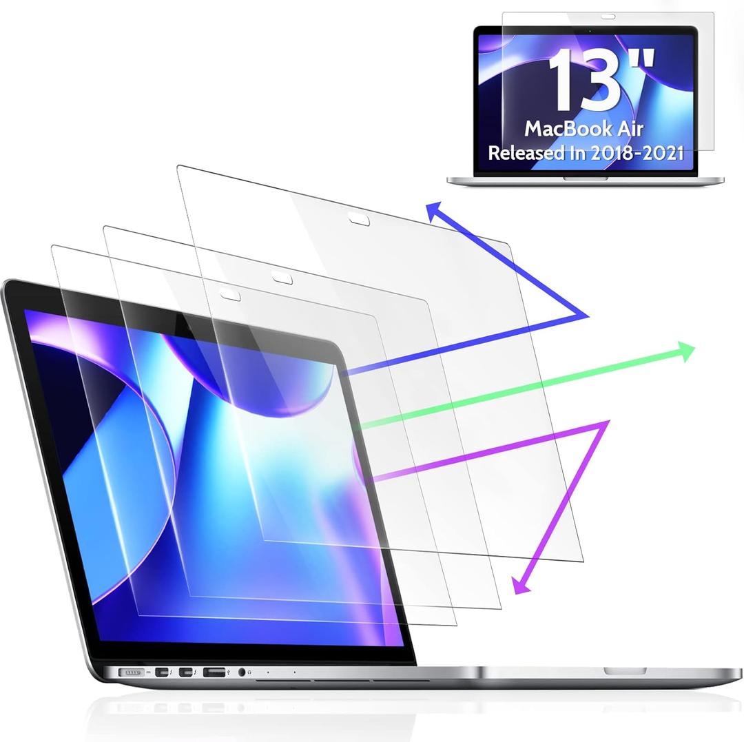 Peslv 3-Pack Anti Blue Light Screen Protector for MacBook Air 13 Inch(2018-2021,M1)&MacBook Pro 13In(2016-2022,M1,M2), 13.3" Mac Laptop Glare Filter Uv Blocker Shield Cover Eye Protection Film
