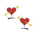 YanJie 2pcs Valentines Day Hair Clips for Girls Glitter Heart Clip with Springs Red Hair Accessories for Women Cupid Accessories Cute Hairpin (Red Gold Small)