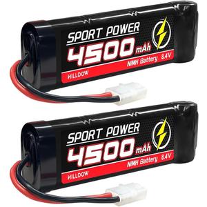 Hilldow 8.4V 4500mAh NiMH Battery with TMY Connector RC Rechargeable Battery for RC Car Trucks RC Vehicles(2 Packs)