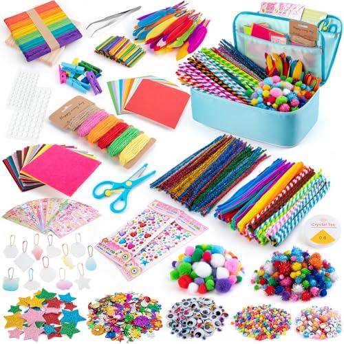 Sundaymot Arts and Crafts Supplies for Kids, 2000+Pcs DIY Craft Kits, Ages 6-10, Unisex, Multicolor, Modern, Includes Oxford Cloth Bag, Safetu Scissors