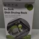 Over the Sink Expandable Dish Drainer Drying Rack In Stainless Steel for Small Kitchen, Counter Space Saving Modern Compact Metal Above Plate Dryer Strainer, Adjustable Hanging Inside Drain Holder (For 11.5"-30"W Sink, Black)