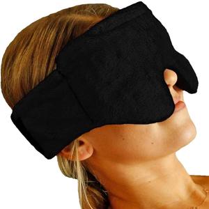 Huggaroo Microwavable Heated/Iced Eyes Sleep Mask. Perfect for Migraines, Headache, Stress, Dry Eyes, Sinus Pressure Relief and Relaxation- Black