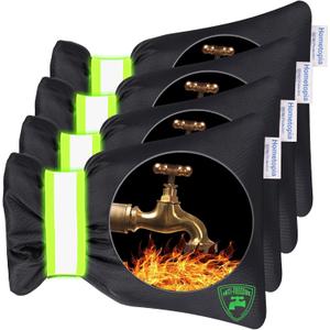 4Pack Outdoor Faucet Covers for Winter - 6.7" W x 8.3" H Outside Hose Bib Spigot Covers Protector Socks for Winter Freeze Protection Insulation Reusable Waterproof Insulated backflow Cover,Black