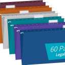 Hanging File Folders, RAZCC 60 Pack Reinforced Hanging Folders Legal Size, Designed for Bulky Files, Filing Cabinet, Adjustable Tabs, Assorted Colors