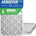 Aerostar 20x25x4 MERV 8 Air Filter, 2 Count, ACTUAL SIZE (19.50 x 24.50 x 3.75) HVAC, Furnace Filter for Allergies, Dust, Pet Dander & Smoke (MPR 1500 / FPR 10) Fits Lennox & Honeywell Devices