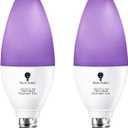 2 Pack LED Black Light Bulb, 6W E12 Candle Blacklight Bulb Level 385-400nm, Body Paint, Glow in The Dark Party E12 LED Light Bulb Neon Glow Fluorescent Poster Candelabra Bulbs