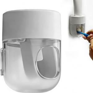Toothpaste Dispenser, Automatic Squeezer, Multi-Functional No-Drill Wall-Mounted, White