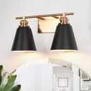 pasentel 2Light Black and Gold Bathroom Vanity Lights, Modern Bathroom Light Fixtures Over Mirror with Metal Shade, Farmhouse Wall Sconce Lighting for Bathroom, Bedroom, Kitchen