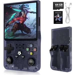 R36MAX Handheld Retro Game Console,Retro Video Game Console Built-in Games,4.0 inch IPS Screen,Linux System with Professional Gaming Chip,4000mAh Rechargeable Battery(Transparent Gray)