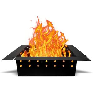 FEBTECH Square Fire Pit Insert - 32" Outside & 24" Inside Carbon Steel Smokeless Fire Ring with Air Vents - DIY In-Ground or Above Ground Liner for Outdoor Garden, Camping & Gatherings