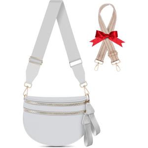 Bum Bags for Women Checkered Crossbody Bag Large Nylon Belt Purse Fanny Packs, Bonus with a Extra Strap