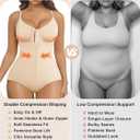 SHAPERX Women's Shapewear Bodysuit Tummy Control Seamless Zip-Up Body Shaper Waist Defining Body Suit, XS
