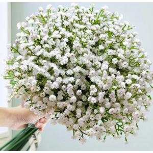 Babys Breath Artificial Flowers, Baby Breath Flowers Artificial Bulk Long Stem Fake Babies Breath Faux Gypsophila White Flowers Artificial for Decoration 4 pack