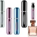 Refillable Perfume Portable Atomizer Bottle Refillable Perfume Spray, Leak-Proof Perfume Spray Bottle, Travel Perfume for Traveling and Outgoing (5ml, 4 Pack Silver/Pink/Blue/Black)