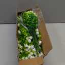 Grunyia 10 Bundles Artificial Fake Flowers, Faux Outdoor Plastic Plants UV Resistant Shrubs Outside Indoor Decorations (White-Eucalyptus)