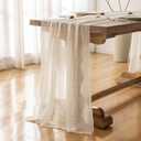 Keketoarrange White Spring Cheesecloth Table Runner Ivory Cream Gauze Rustic Cheese Cloth Table Runner 120 Inch 10 FT for Wedding Baby Bridal Shower Party Sheer Boho Summer Home Decorations