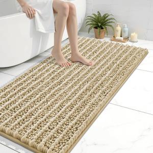 Arotive Luxury Bathroom Rugs 50x30, Extra Soft Thick Absorbent Shaggy Chenille Bath Rugs, Non-Slip Machine Wash Dry, Bath Mats for Bathroom Floor, Tub and Shower, Home Decor Accessories, Beige