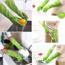 Bamllum 3 Pairs of Rubber Dishwashing Gloves for Kitchen and Household Cleaning  Long Cuff 15", Reusable, Flexible Long-lasting and Non-Slip (Red+Yellow+Green, Large)