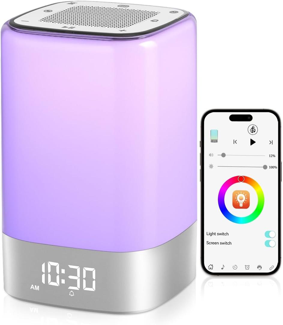 Sound Machine Alarm Clocks for Bedroom with 32 Soothing Sounds, White Noise Machine for Baby & Adults Sleep,Bluetooth Speaker & Night Light for kids,App Control,Timer, Gift for Teens,Girls,Boys,Women