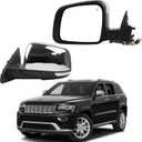 Dasbecan Left Driver Side View Mirror Compatible with 2011-2018 Jeep Grand Cherokee Chrome Door Mirror w/Power Heated, Signal Light, Memory, Manual Folding Replace# 68365717AC (11pins)